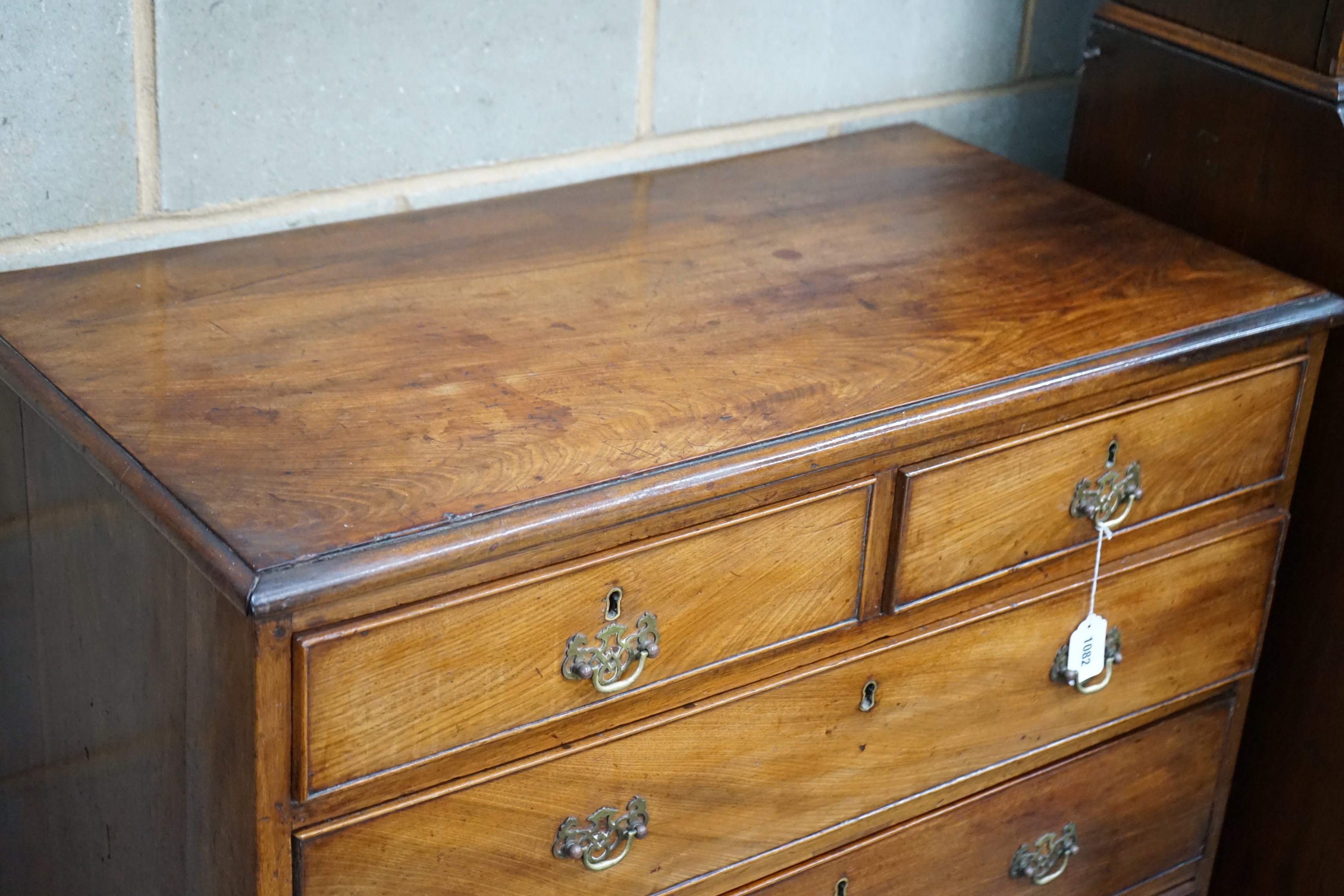 A George III mahogany chest of five drawers width 94cms, depth 50cms, height 93cms.